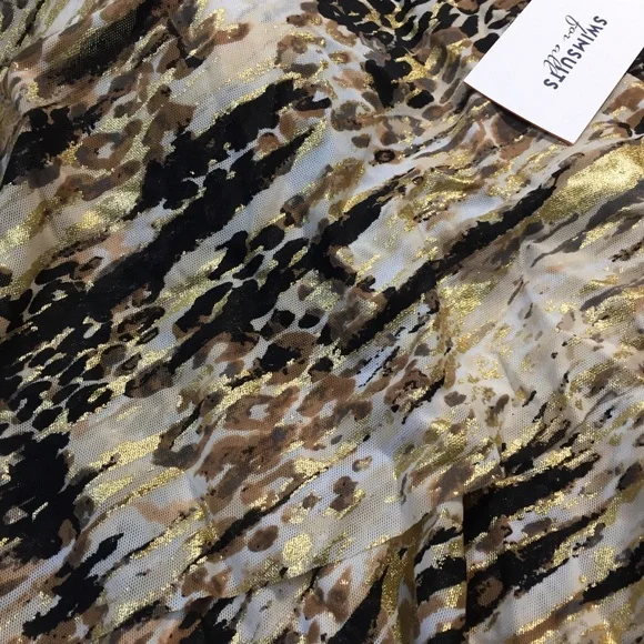 Nwt Double Tier Tankini Top Swimsuits For All gold Foil Print - Picture 4 of 5